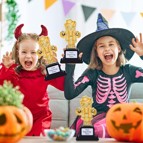Pinkunn 6 Pcs Halloween Pumpkin Harvest Trophies 4.8 Inch Acrylic Scarecrow Trophies Gold Contest Award with Stickers for Teens Adult Classroom Halloween Art Activities Fun Party Favors Gift in Saudi Arabia