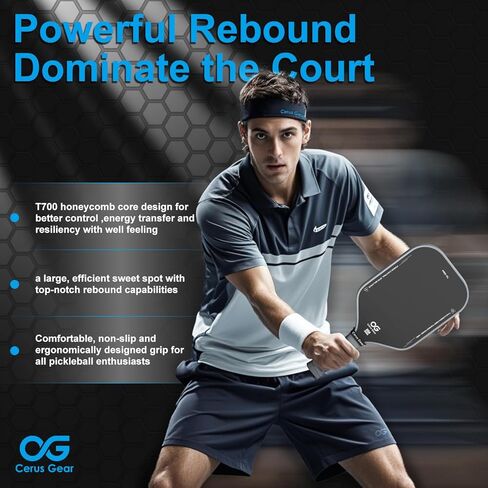 Pickleball Paddlles مع T700SC Carbon Carbon Multier و 16 مم من البوليمر العسل البوليمر العسل ، مضرب كرة المخلل الممتاز المصممة لدوران في نهاية المطاف ، وافق USAPA in Saudi Arabia