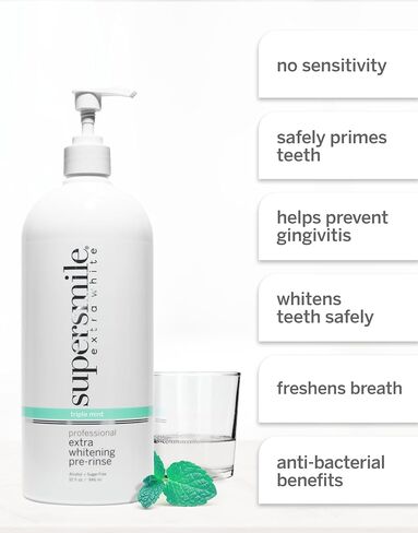 Supersmile Extra Whitening Pre-Rinse - Clinically Formulated Pre-Brush Mouthwash, Cleans and Whitens Teeth in Hard-to-Reach Places - Fresh Breath - Alcohol Free - Sugar Free in Saudi Arabia