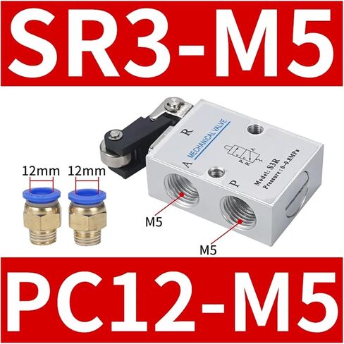 1 قطعة ميكانيكية الصمام S3R-M5 رافعة رافعة ميكانيكية مع M5 "BSP M5 بوصة 3 طريق 2 الموضع (S3R-M5 PC8-M5) in Kuwait