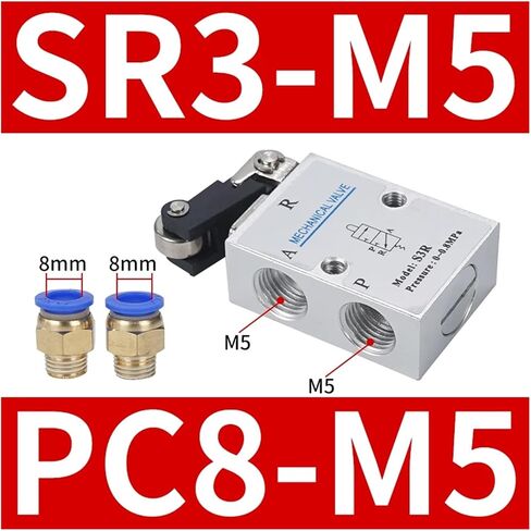 1 قطعة ميكانيكية الصمام S3R-M5 رافعة رافعة ميكانيكية مع M5 "BSP M5 بوصة 3 طريق 2 الموضع (S3R-M5 PC8-M5) in Kuwait