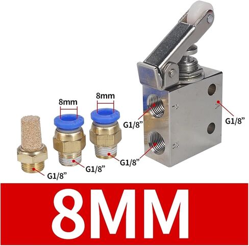 TAC2-31P-34C Exhaust Valve 2-Position 3-Way Roller Lever Mechanical Valve Pneumatic Valve Switch 1/8" Internal Thread with Accessories(8MM) in Kuwait