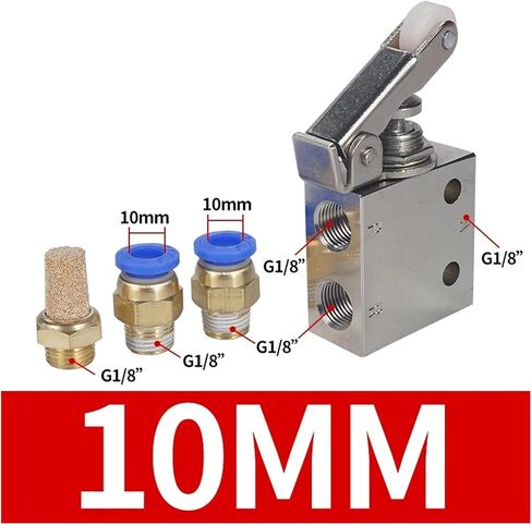 TAC2-31P-34C Exhaust Valve 2-Position 3-Way Roller Lever Mechanical Valve Pneumatic Valve Switch 1/8" Internal Thread with Accessories(8MM) in Kuwait