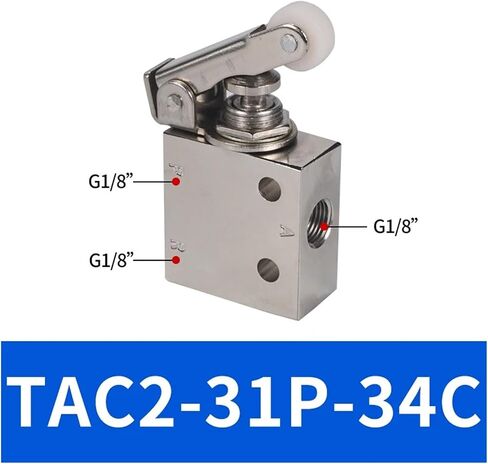 TAC2-31P-34C Exhaust Valve 2-Position 3-Way Roller Lever Mechanical Valve Pneumatic Valve Switch 1/8" Internal Thread with Accessories(8MM) in Kuwait