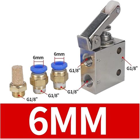 TAC2-31P-34C Exhaust Valve 2-Position 3-Way Roller Lever Mechanical Valve Pneumatic Valve Switch 1/8" Internal Thread with Accessories(8MM) in Kuwait