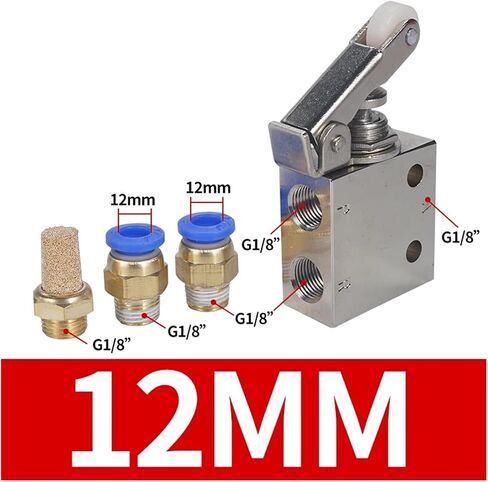 TAC2-31P-34C Exhaust Valve 2-Position 3-Way Roller Lever Mechanical Valve Pneumatic Valve Switch 1/8" Internal Thread with Accessories(8MM) in Kuwait