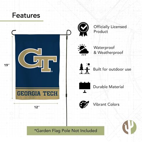 Desert Cactus Georgia Tech GT Garden Flag – 19 x 12 inch Georgia Tech Yellow Jackets Banner, For Outdoor Display and Events (Design A) in Saudi Arabia