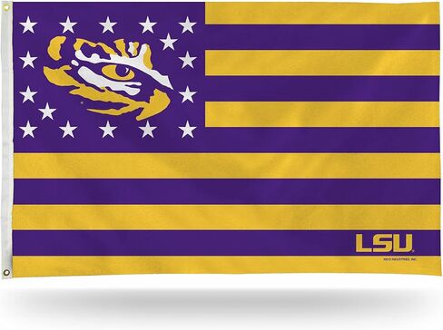 NCAA Rico Industries LSU Tigers Stars & Stripes 3' x 5' Banner Flag Single Sided - Indoor or Outdoor - Home Décor in Saudi Arabia