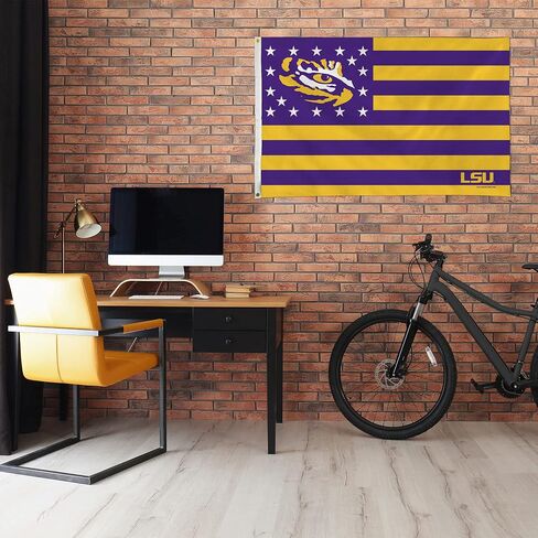 NCAA Rico Industries LSU Tigers Stars & Stripes 3' x 5' Banner Flag Single Sided - Indoor or Outdoor - Home Décor in Saudi Arabia