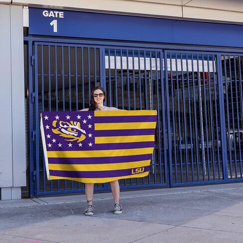 NCAA Rico Industries LSU Tigers Stars & Stripes 3' x 5' Banner Flag Single Sided - Indoor or Outdoor - Home Décor in Saudi Arabia