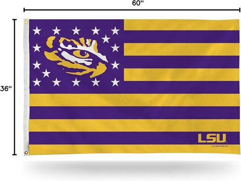 NCAA Rico Industries LSU Tigers Stars & Stripes 3' x 5' Banner Flag Single Sided - Indoor or Outdoor - Home Décor in Saudi Arabia