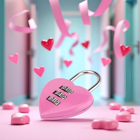 1Pc/Set Pink Love Heart Shape Combination Padlock for Girls Women Locker Lock,Locker Locks with Code,Mini 3-Digit Password Resettable Code Locker Lock for School Pink,Combination Locks in Saudi Arabia