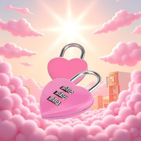 1Pc/Set Pink Love Heart Shape Combination Padlock for Girls Women Locker Lock,Locker Locks with Code,Mini 3-Digit Password Resettable Code Locker Lock for School Pink,Combination Locks in Saudi Arabia