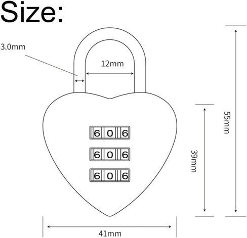 1Pc/Set Pink Love Heart Shape Combination Padlock for Girls Women Locker Lock,Locker Locks with Code,Mini 3-Digit Password Resettable Code Locker Lock for School Pink,Combination Locks in Saudi Arabia