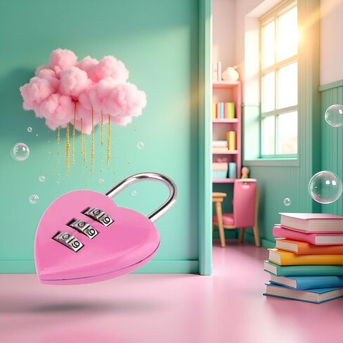 1Pc/Set Pink Love Heart Shape Combination Padlock for Girls Women Locker Lock,Locker Locks with Code,Mini 3-Digit Password Resettable Code Locker Lock for School Pink,Combination Locks in Saudi Arabia