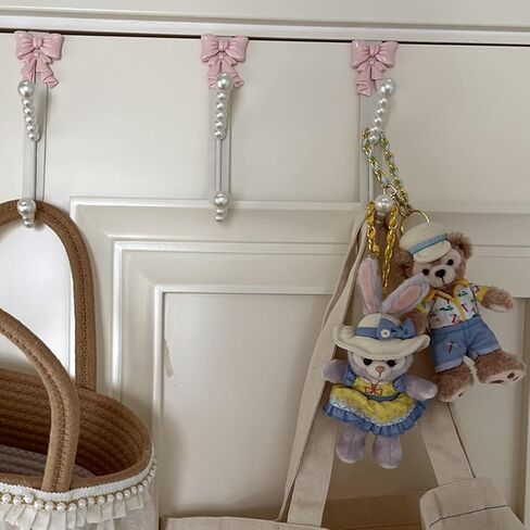 2 Packs Pink Bow Knot Over The Door Hooks,Metal Dual Hook Hanger for Coats, Jackets, Hats, Robes, Towels, Ideal for Bathroom, Bedroom, Mudroom (2PCS) in Kuwait