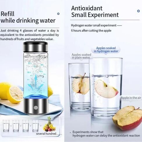زجاجة ماء الهيدروجين-Infuser المحمولة للهيدروجين للترطيب المحسن ، خالي من BPA ، مقاوم للتسرب ، 420 مل/15 أوقية ، مثالية لللياقة والمشي لمسافات طويلة والسفر والاستخدام اليومي (الفضة) in Saudi Arabia