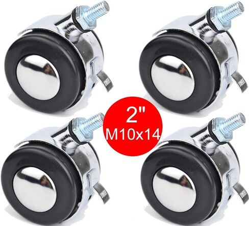 العجلات الهادئة 2 بوصة M10x14mm الأثاث عجلات العجلات سبيكة جولة جولة الأثاث الأجهزة الأثاث 4pcs in Saudi Arabia