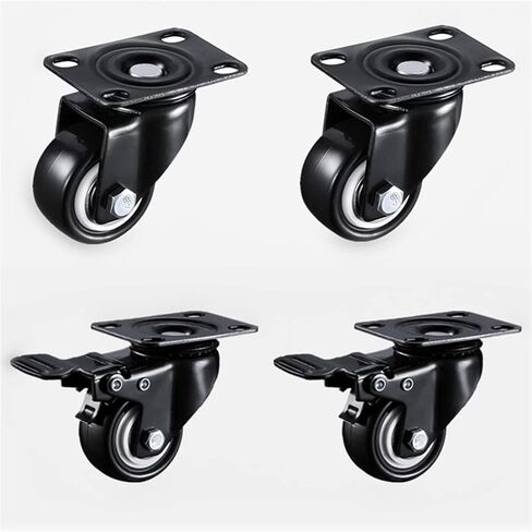 4pcs 1.5 بوصة 41 ملم الخدمة الثقيلة 180 كجم عجلات أسود دوارة Castor Furniture Rubber (1.5 بوصة A و C) in Saudi Arabia