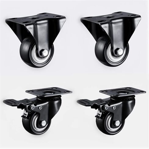4pcs 1.5 بوصة 41 ملم الخدمة الثقيلة 180 كجم عجلات أسود دوارة Castor Furniture Rubber (1.5 بوصة A و C) in Saudi Arabia