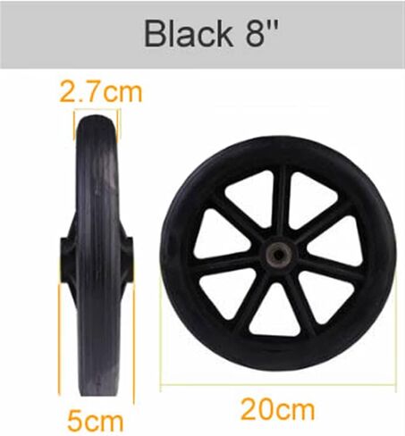 Front Wheel Universal Wheel Polyurethane Solid Tire Wear-resistant 6 Inch 7 Inch 8 Inch 1Pcs(6inch Black) in Saudi Arabia