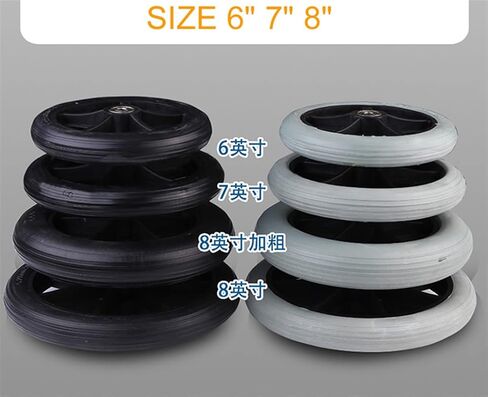 Front Wheel Universal Wheel Polyurethane Solid Tire Wear-resistant 6 Inch 7 Inch 8 Inch 1Pcs(6inch Black) in Saudi Arabia