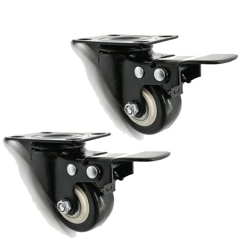 1.5 Inch PU Casters Wheels with Brake Mute Furniture/Trolleys Wheel Industrial Hardware 2Pcs in Saudi Arabia