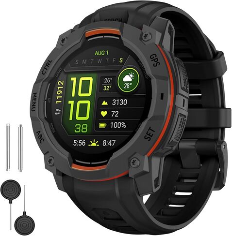 OVERSTEP Watch Band Compatible with Garmin Instinct 3 Solar/Amoled 45mm 22mm Silicone Replacement Strap for Instinct 3 Smartwatches in Kuwait