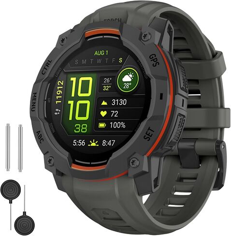 OVERSTEP Watch Band Compatible with Garmin Instinct 3 Solar/Amoled 45mm 22mm Silicone Replacement Strap for Instinct 3 Smartwatches in Kuwait