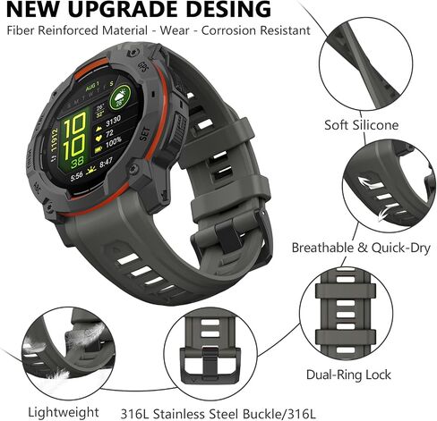 OVERSTEP Watch Band Compatible with Garmin Instinct 3 Solar/Amoled 45mm 22mm Silicone Replacement Strap for Instinct 3 Smartwatches in Kuwait