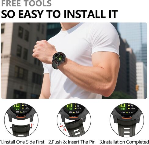 OVERSTEP Watch Band Compatible with Garmin Instinct 3 Solar/Amoled 45mm 22mm Silicone Replacement Strap for Instinct 3 Smartwatches in Kuwait