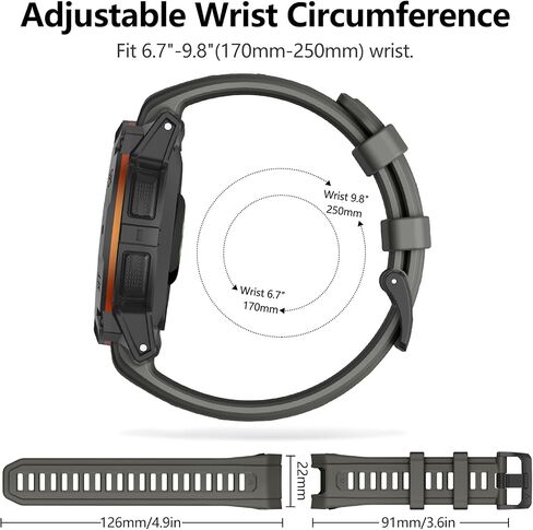 OVERSTEP Watch Band Compatible with Garmin Instinct 3 Solar/Amoled 45mm 22mm Silicone Replacement Strap for Instinct 3 Smartwatches in Kuwait