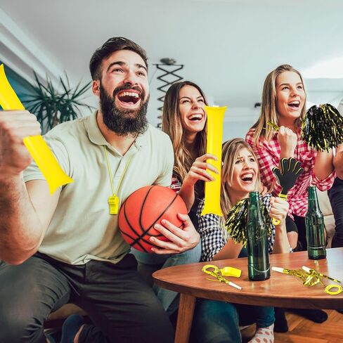 yunsailing 96 pcs noisemakers team spiric accessories for back to school تشمل المصيعين اليدوي المشجعين بوم بوم رعد عصا الحفل الصافرة البلاستيكية لروح أسبوع الرياضة (الأزرق) in Saudi Arabia