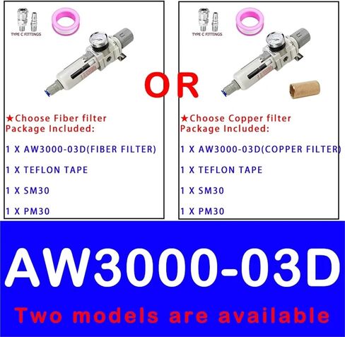 AW2000-02 AW3000-03 AW4000-04 ضاغط مرشح الهواء مرشح وحدة التحكم في زيت منظم ضغط الهواء الهوائي (AW3000-03D SM30PM30) in Kuwait