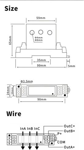 Three-Phase Current Sensor 0-1A 0-10A 0-30A to Output 3 X 1-5V 3 X 0-5V 3X 0-10V Three-Phase AC Current Transmitter DC24V(Input Ac 0-1a,Output 3 x 0-5V) in Saudi Arabia