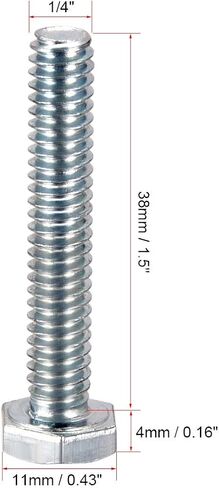 Uxcell Hex رأس المسمار البراغي الكربون الصلب 1/4 "-20x1-1/2" السحابة الصف 5 UNC 20pcs in Saudi Arabia