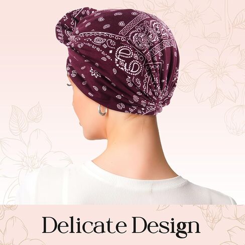Womens Chemo Headwear Cotton Beanies Satin Lined Bonnet for Sleeping Handmade Flower Turbans for Women in Kuwait