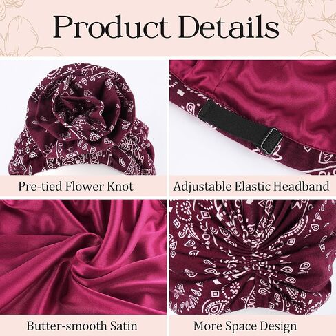 Womens Chemo Headwear Cotton Beanies Satin Lined Bonnet for Sleeping Handmade Flower Turbans for Women in Kuwait