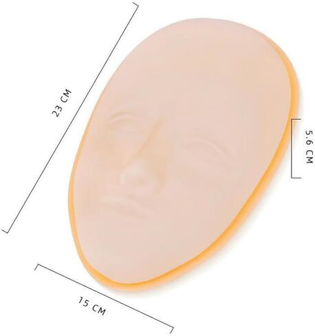 5D Facial Tattoo Practice Skin, Silicone Training Fake Head for Eyebrow Eyeliner Lips Microblading, Semi Permanent Makeup and Tattooing (2 Masks with 1 Base) in Kuwait