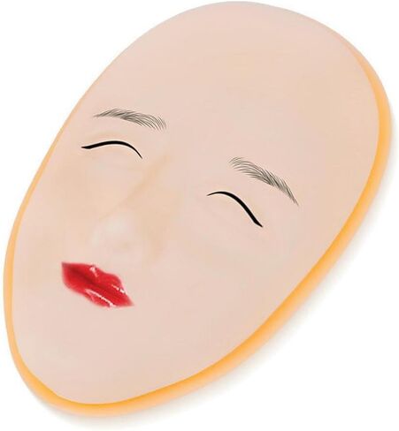 5D Facial Tattoo Practice Skin, Silicone Training Fake Head for Eyebrow Eyeliner Lips Microblading, Semi Permanent Makeup and Tattooing (2 Masks with 1 Base) in Kuwait