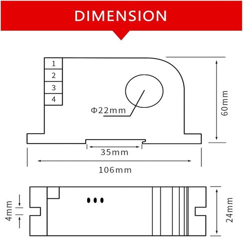 فتحة 22 ملم DC10A 20A 50A 600A جهاز إرسال المستشعر الحالي DC 1-5V محول مستشعر القياس الحالي DC24V (DC 0-50A) in Saudi Arabia
