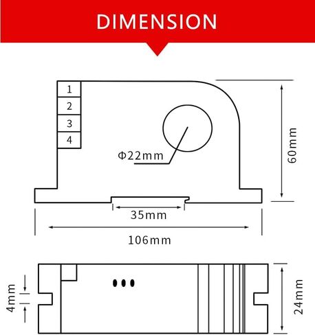 Aperture 22mm AC DC Current Ampere Sensitter 10a 20a 30a 50a 1000a محول الإدخال المستشعر الحالي (Onecolor ، DC 0-10A-DC 0-10V) in Saudi Arabia