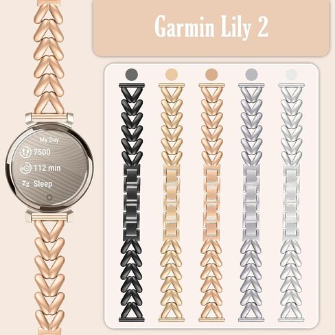 نطاقات الساعات المعدنية متوافقة مع Garmin Lily 2/Lily 2 Active/Lily 2 Classic/Lily 2 Sport ، حزام باستيل بسلات معدنية رفيعة 14 مم للنساء in Kuwait