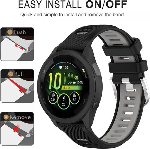 Band for Garmin Forerunner 265 ، فرقة استبدال السيليكون السريع 22 مم لـ Garmin Forerunner 255/ Venu 3/ Venu 2/ Vivoactive 4 (No Tracker) in Kuwait