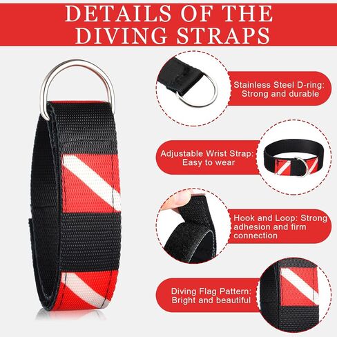 6 PCS Scuba Scuba Diving Strap معصم معصم مع الفولاذ المقاوم للصدأ D حلقة لزجة الغوص للازدغ in Saudi Arabia