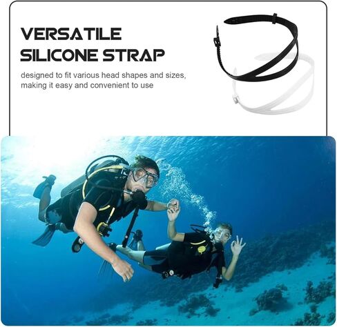 استبدال أحزمة Goggle السيليكون ، 2pcs غطس عالمي نظارات بونجي حزام قابلة للضبط للسباحة الفرقة الفرقة snorkeling موصل scuba eyeglasses الأجزاء (أبيض + أسود 166) in Kuwait