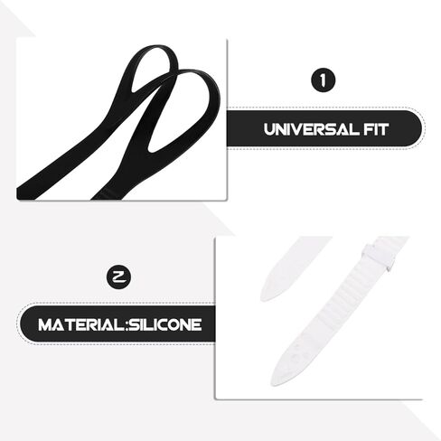 استبدال أحزمة Goggle السيليكون ، 2pcs غطس عالمي نظارات بونجي حزام قابلة للضبط للسباحة الفرقة الفرقة snorkeling موصل scuba eyeglasses الأجزاء (أبيض + أسود 166) in Kuwait