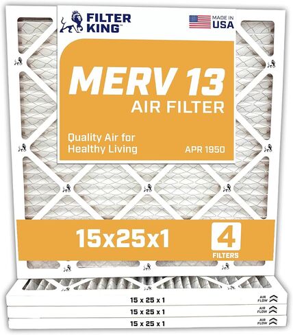 مرشح الملك 17.5x17.5x1 مرشح الهواء | 4 حزمة | MERV 13 HVAC مطوي المرشحات الفرن A/C | صنع في الولايات المتحدة | الحجم الفعلي: 17.5 × 17.5 × .75 " in Kuwait
