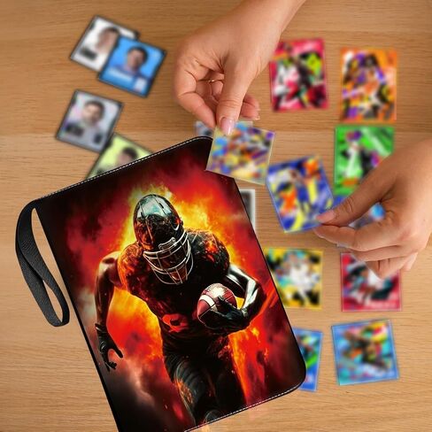 400 Pockets Football Card Binder - Red Flame Pattern Sports Display Storage Case for Collectors, Portable Detachable Sports Card Storage Book for 2025 Football Cards in Saudi Arabia