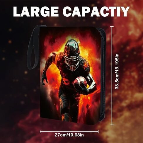 400 Pockets Football Card Binder - Red Flame Pattern Sports Display Storage Case for Collectors, Portable Detachable Sports Card Storage Book for 2025 Football Cards in Saudi Arabia